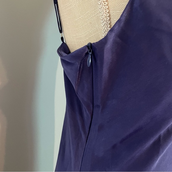 Drape Cowl-Neck Spaghetti-Strap Navy-Blue Midi Sexy backless Dress, NWT, M - Picture 6 of 10